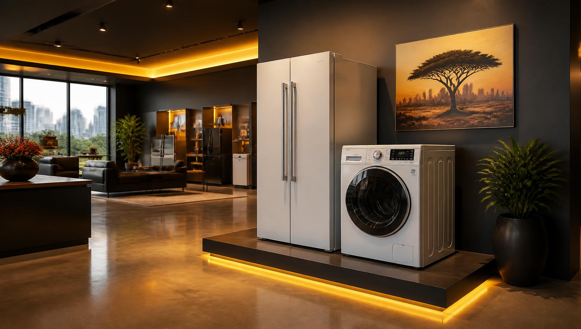 Haier refrigerator and washing machine on display at the BrianHub Electronics showroom in Fedha, Embakasi